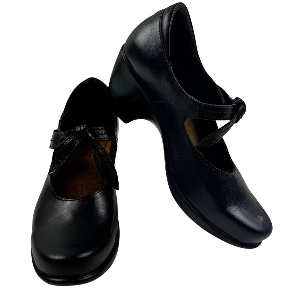 Naot Nobility Black Bow Detail Leather Mary Jane Comfort Shoes Women's 38 7-7.5
